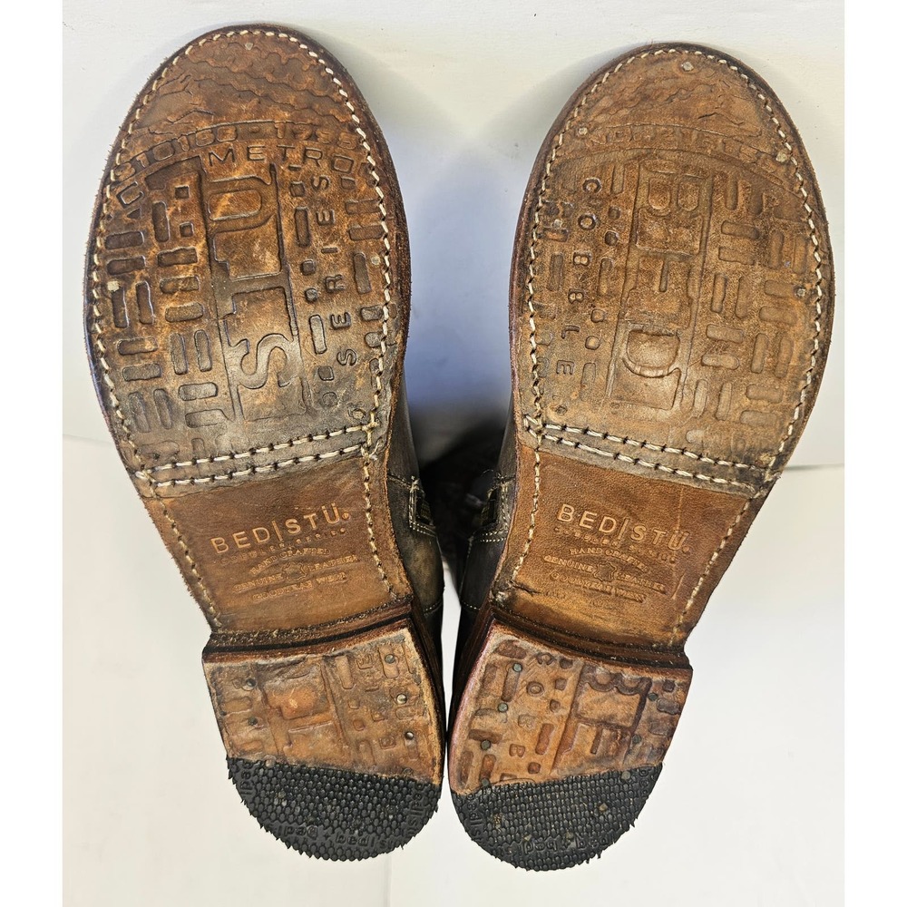 BED STU Cambridge Soft Leather Tall BOOTS Distressed Charcoal Steampunk … - Picture 7 of 11